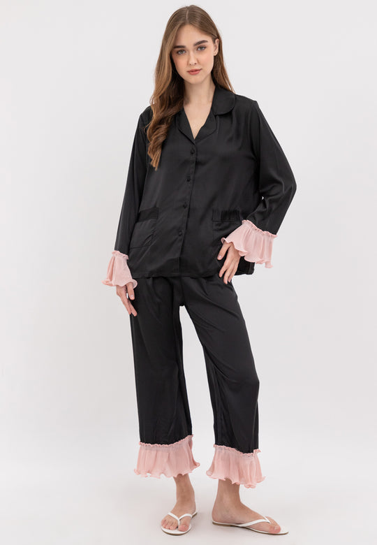 FEMINISM MULAN SILK PLAIN LONGSLEEVE PAJAMA SET