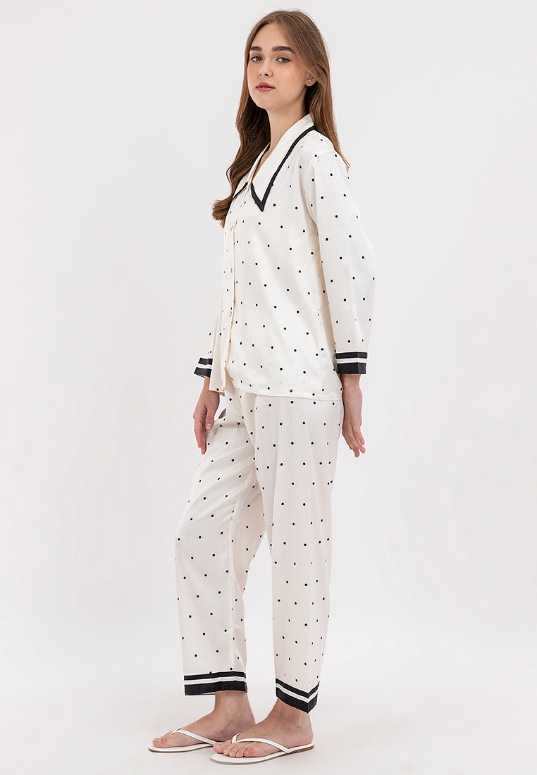 FEMINISM MONET SILK POLKA LONGSLEEVE PAJAMA SET