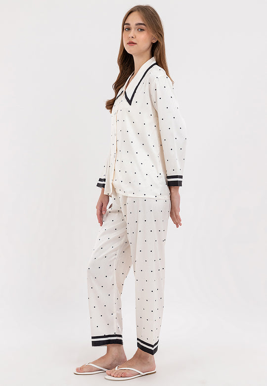 FEMINISM MONET SILK POLKA LONGSLEEVE PAJAMA SET