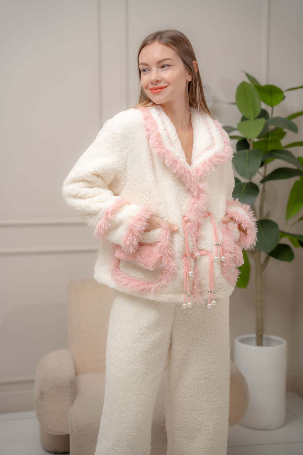 FEMINISM IMIE 2PCS Thick Longsleeve Pajama Set Sweater