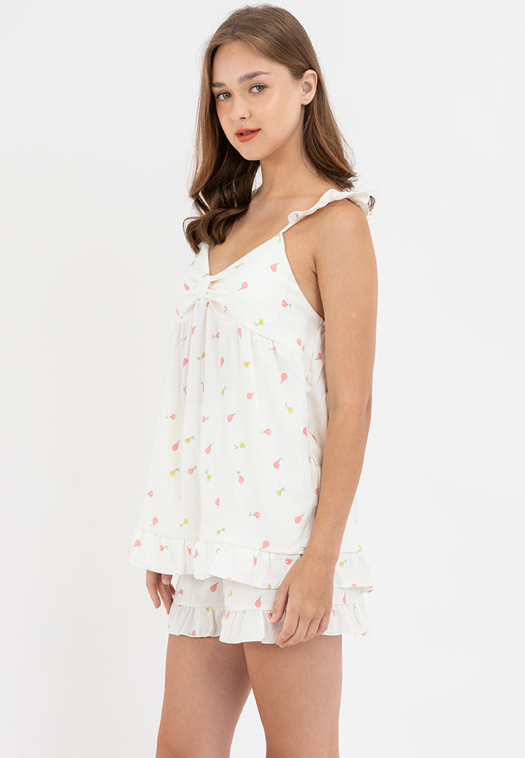 ELOISA WHITE COTTON CAMI SHORTS SET