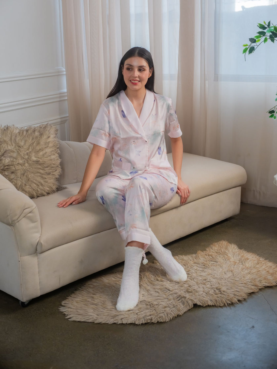 Cassia Silk Pajama Set Kimono Style Short Sleeve Satin Sleepwear Terno Shorts Women Loungewear