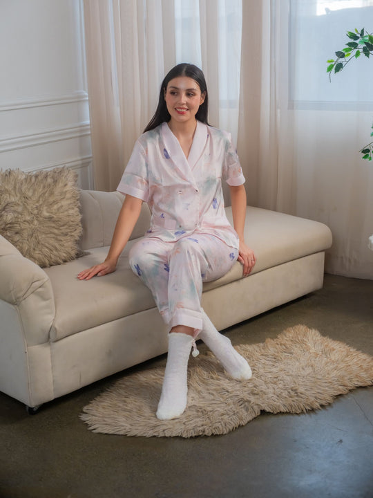 Cassia Silk Pajama Set Kimono Style Short Sleeve Satin Sleepwear Terno Shorts Women Loungewear
