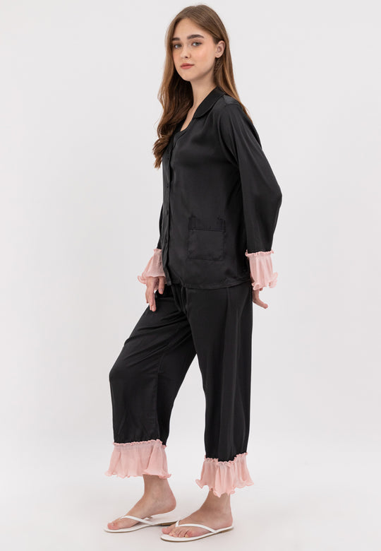 FEMINISM MULAN SILK PLAIN LONGSLEEVE PAJAMA SET