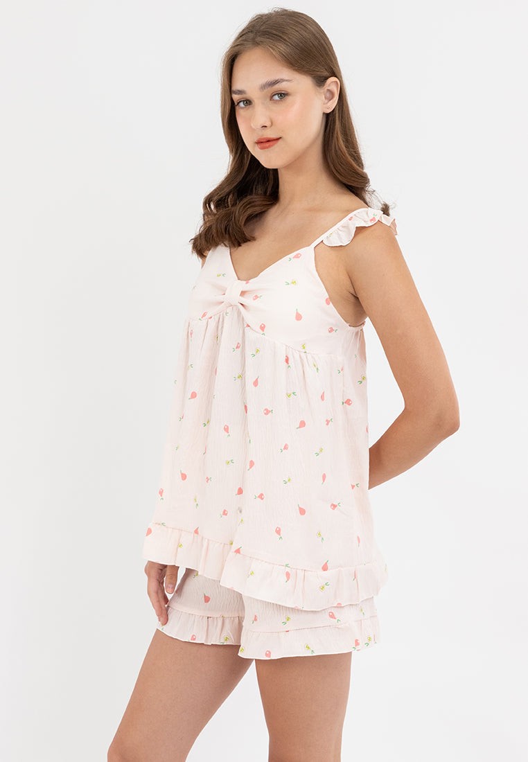 ELOISA PINK COTTON CAMI SHORTS SET