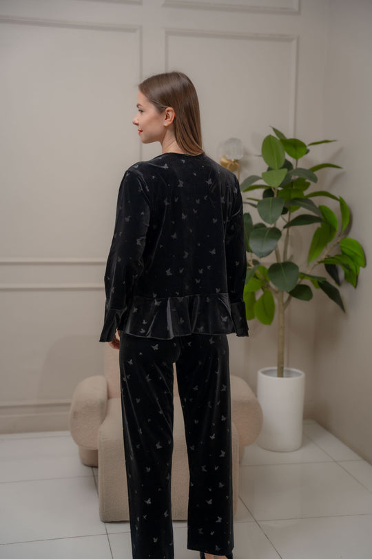 FEMINISM TRIXIE VELVET LONGSLEEVE PAJAMA SET