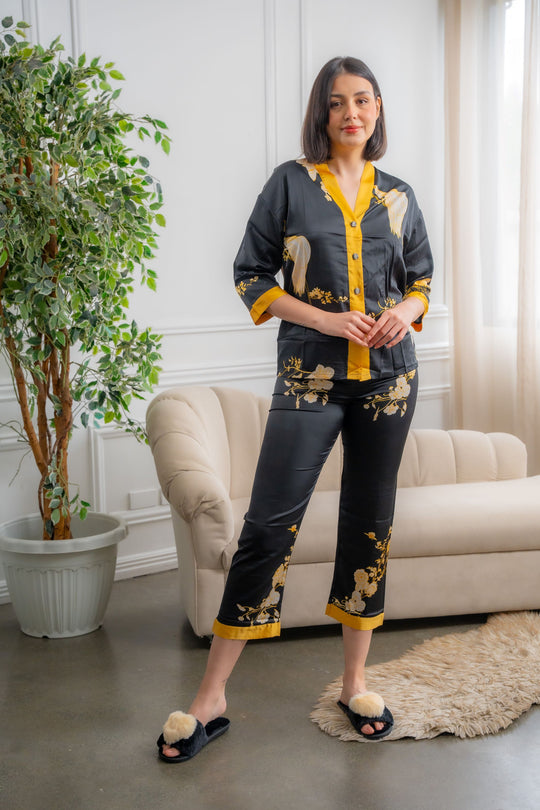 FEMINISM AVANI SILK PLAIN LONGSLEEVE PAJAMA SET