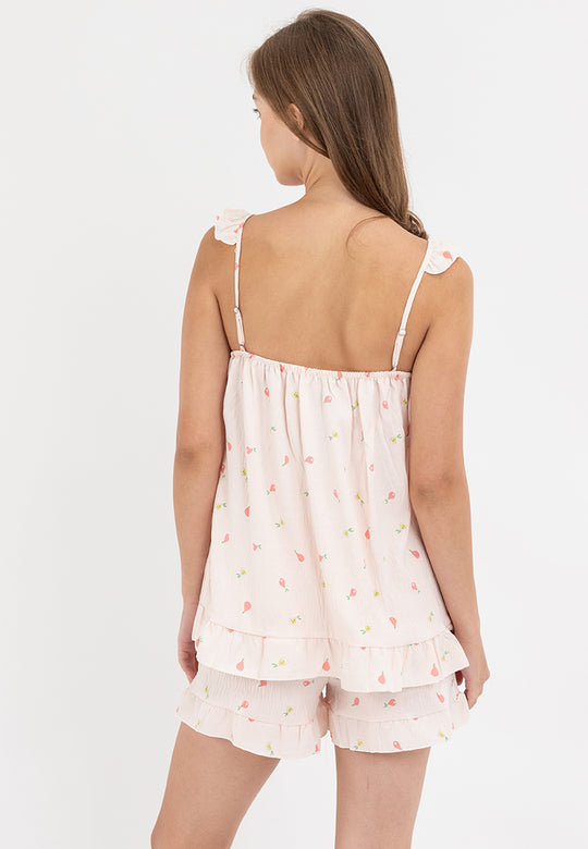 ELOISA PINK COTTON CAMI SHORTS SET