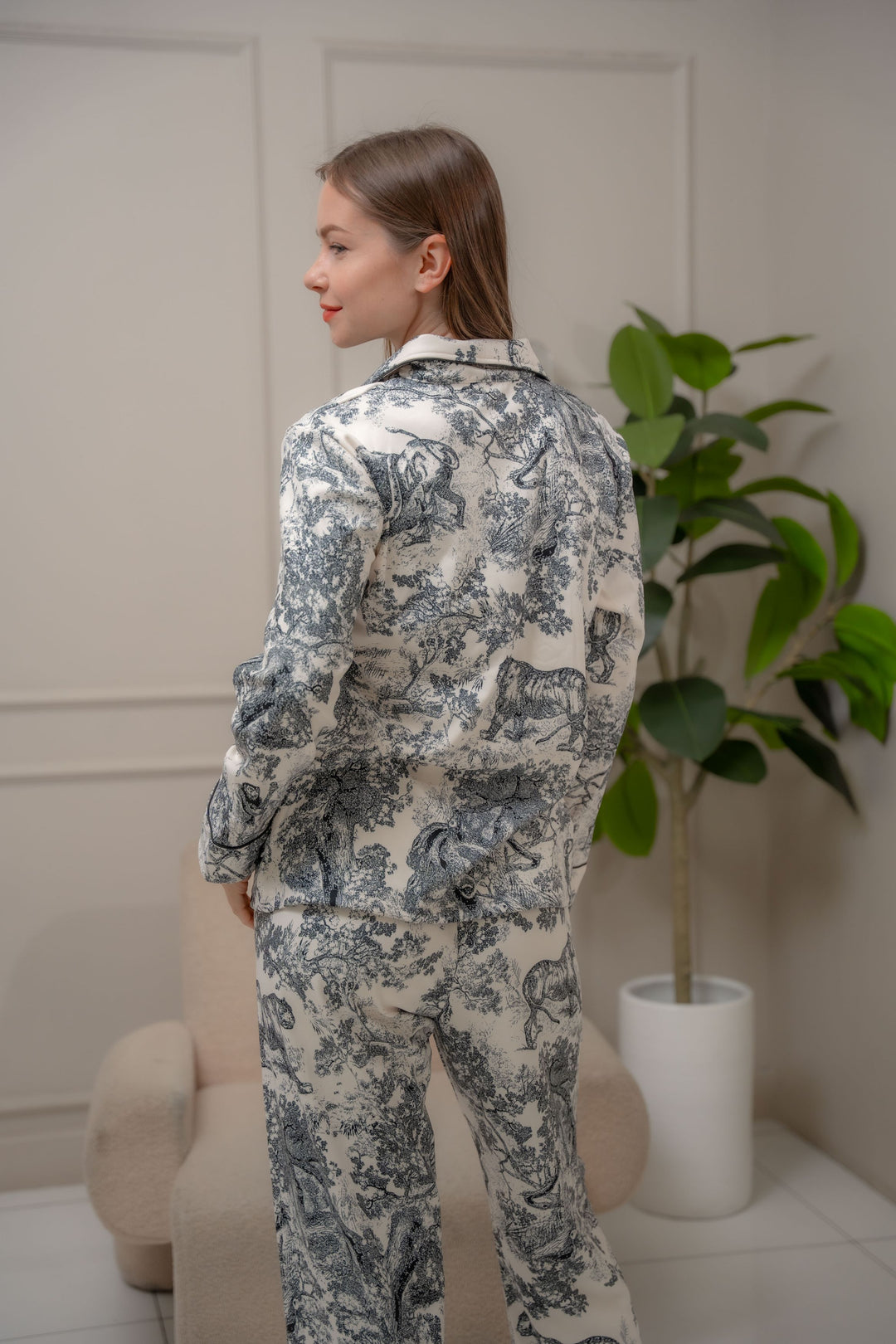 FEMINISM WOMEN'S VIKA THICK 100% COTTON LONGSLEEVE LONG PANTS PAJAMA SET