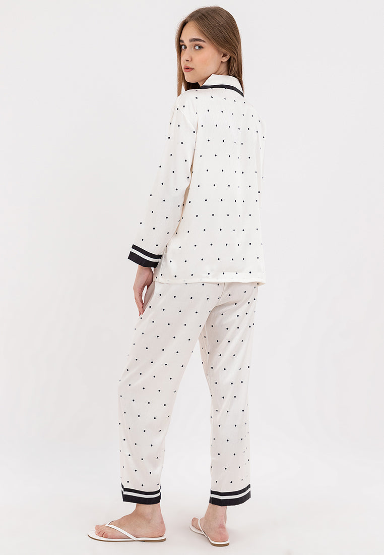 FEMINISM MONET SILK POLKA LONGSLEEVE PAJAMA SET