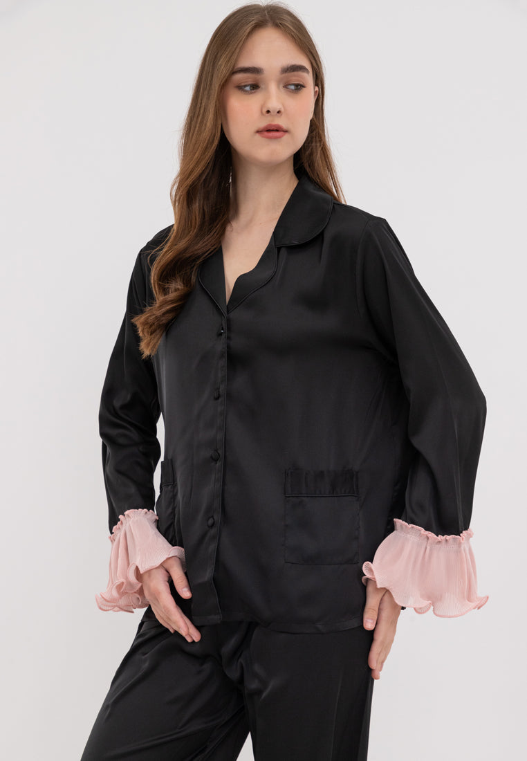 FEMINISM MULAN SILK PLAIN LONGSLEEVE PAJAMA SET