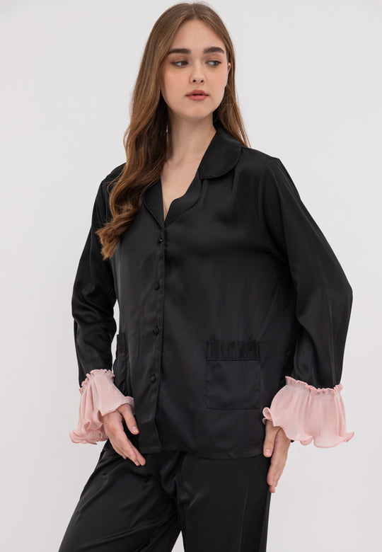 FEMINISM MULAN SILK PLAIN LONGSLEEVE PAJAMA SET