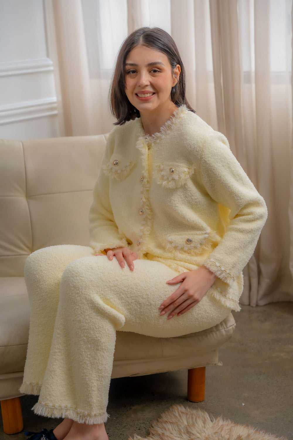 FEMINISM FARRAH WHITE SWEATER SET