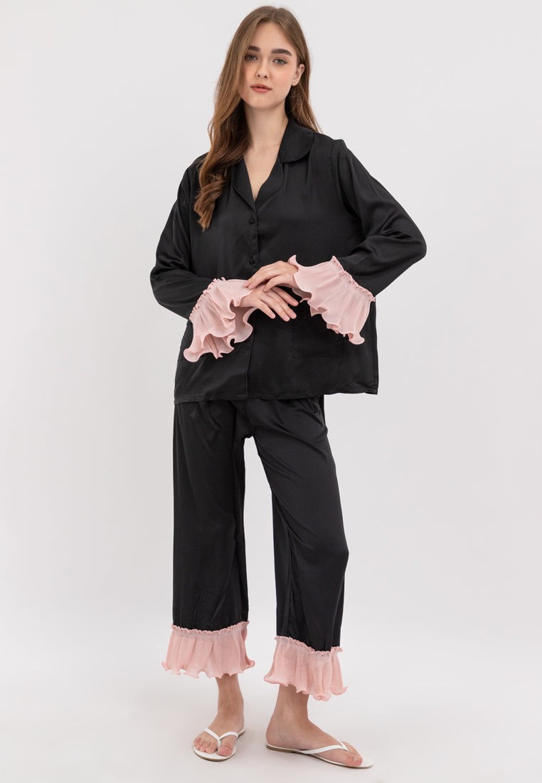 FEMINISM MULAN SILK PLAIN LONGSLEEVE PAJAMA SET