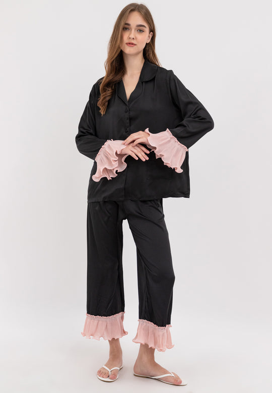 FEMINISM MULAN SILK PLAIN LONGSLEEVE PAJAMA SET