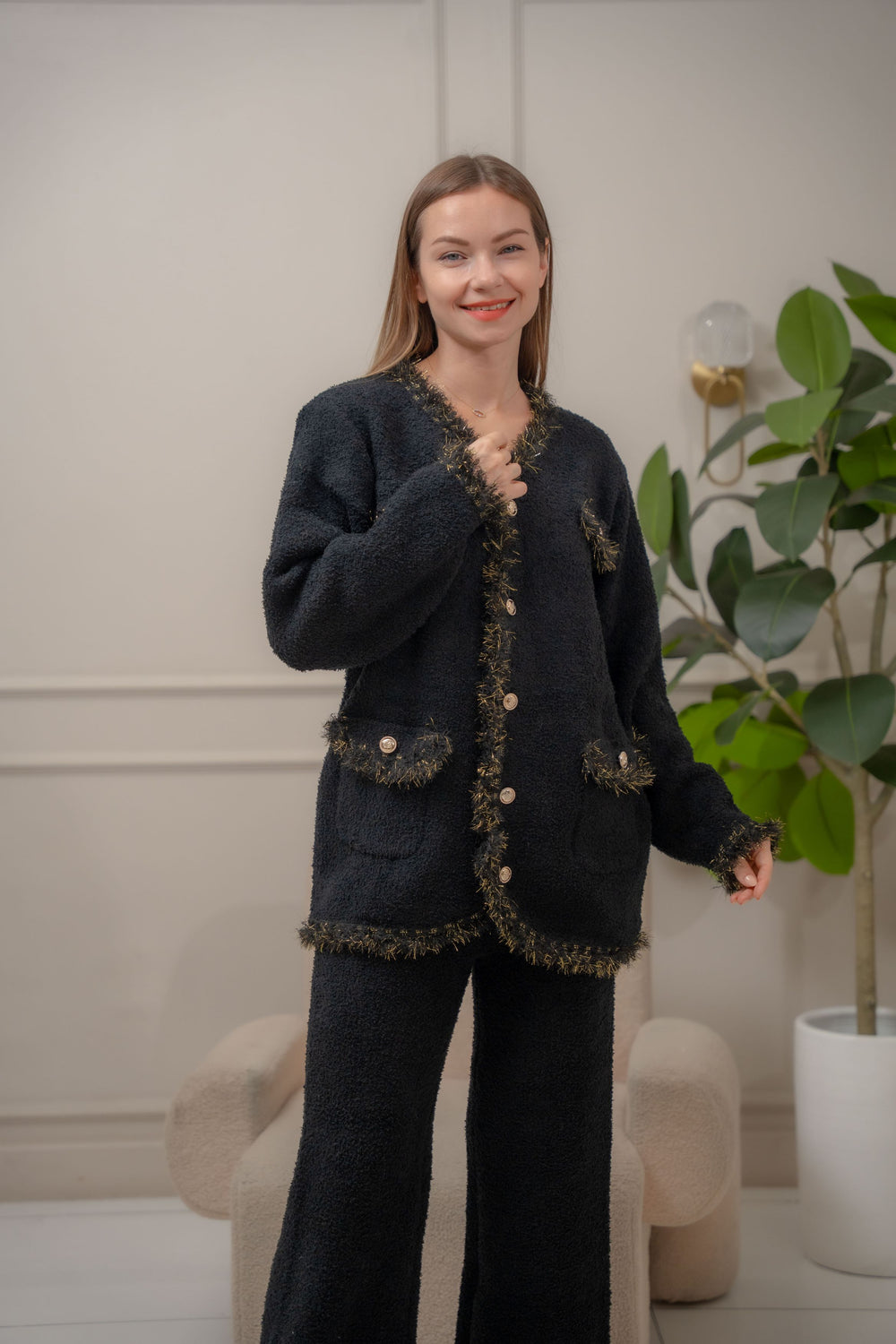 FEMINISM FARRAH BLACK SWEATER SET