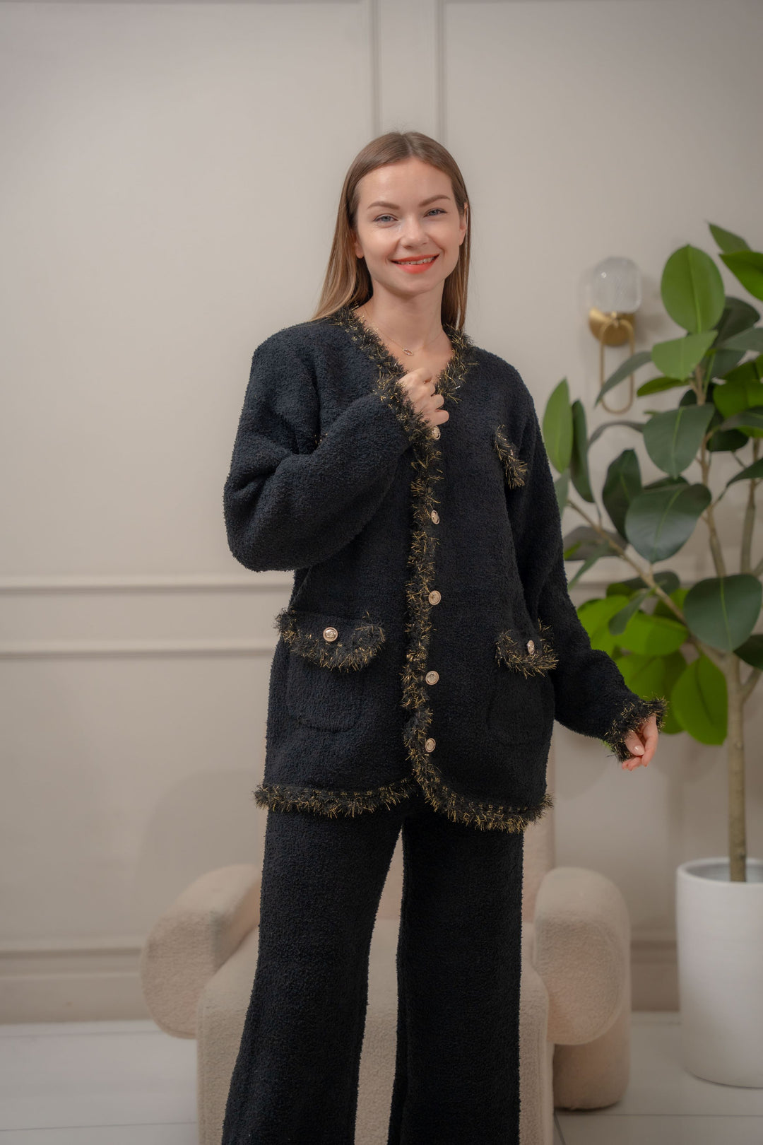 FEMINISM FARRAH BLACK SWEATER SET