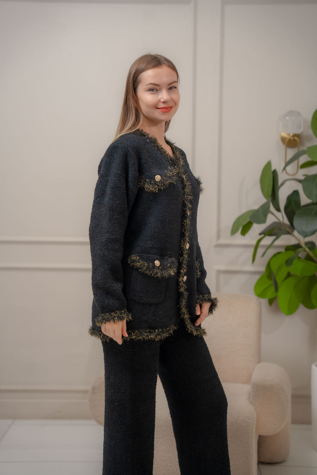 FEMINISM FARRAH BLACK SWEATER SET