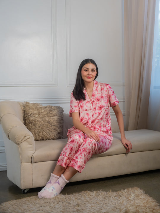 FEMINISM SWEET PEA SILK 3PCS PAJAMA SET