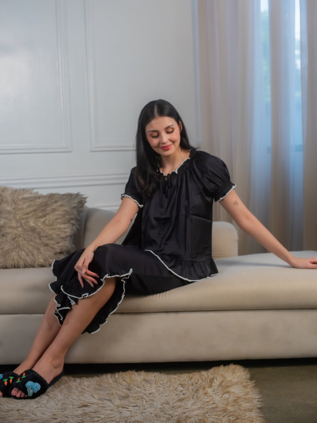 FEMINISM FIORELLA SILK SHORTSLEEVE PAJAMA SET