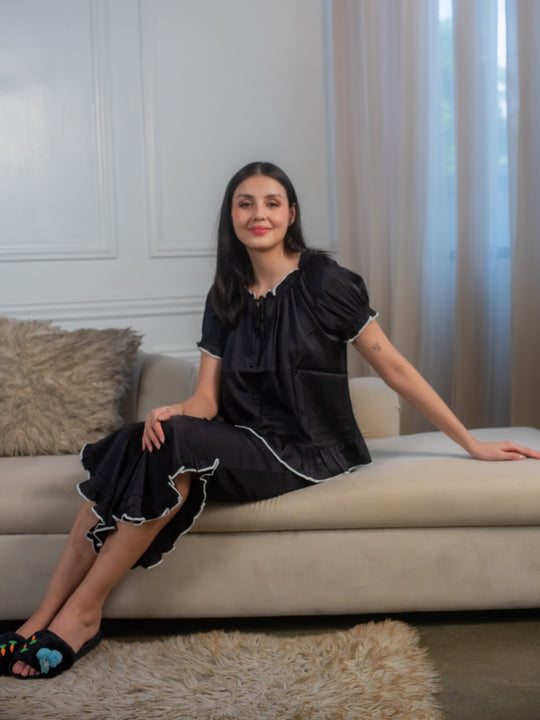 FEMINISM FIORELLA SILK SHORTSLEEVE PAJAMA SET