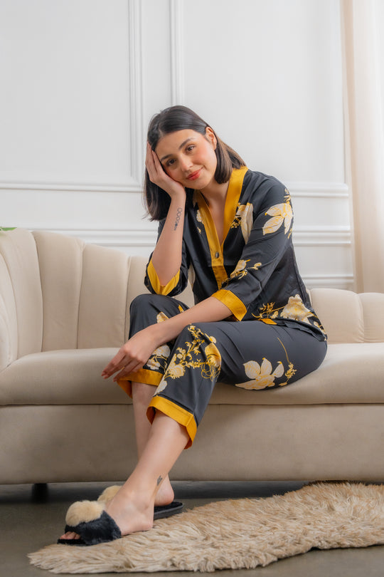 FEMINISM AVANI SILK PLAIN LONGSLEEVE PAJAMA SET