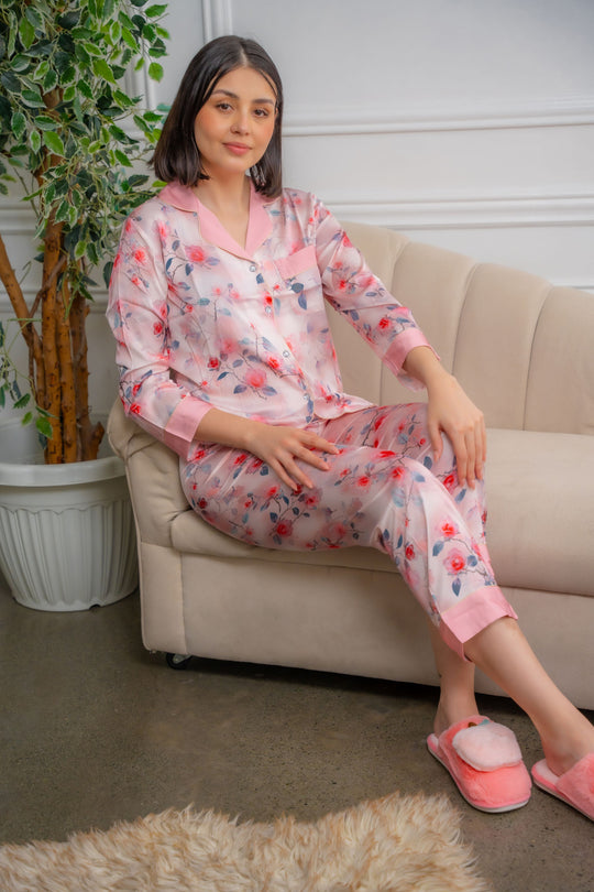 Ainara Silk Floral Longsleeve Pajama Set
