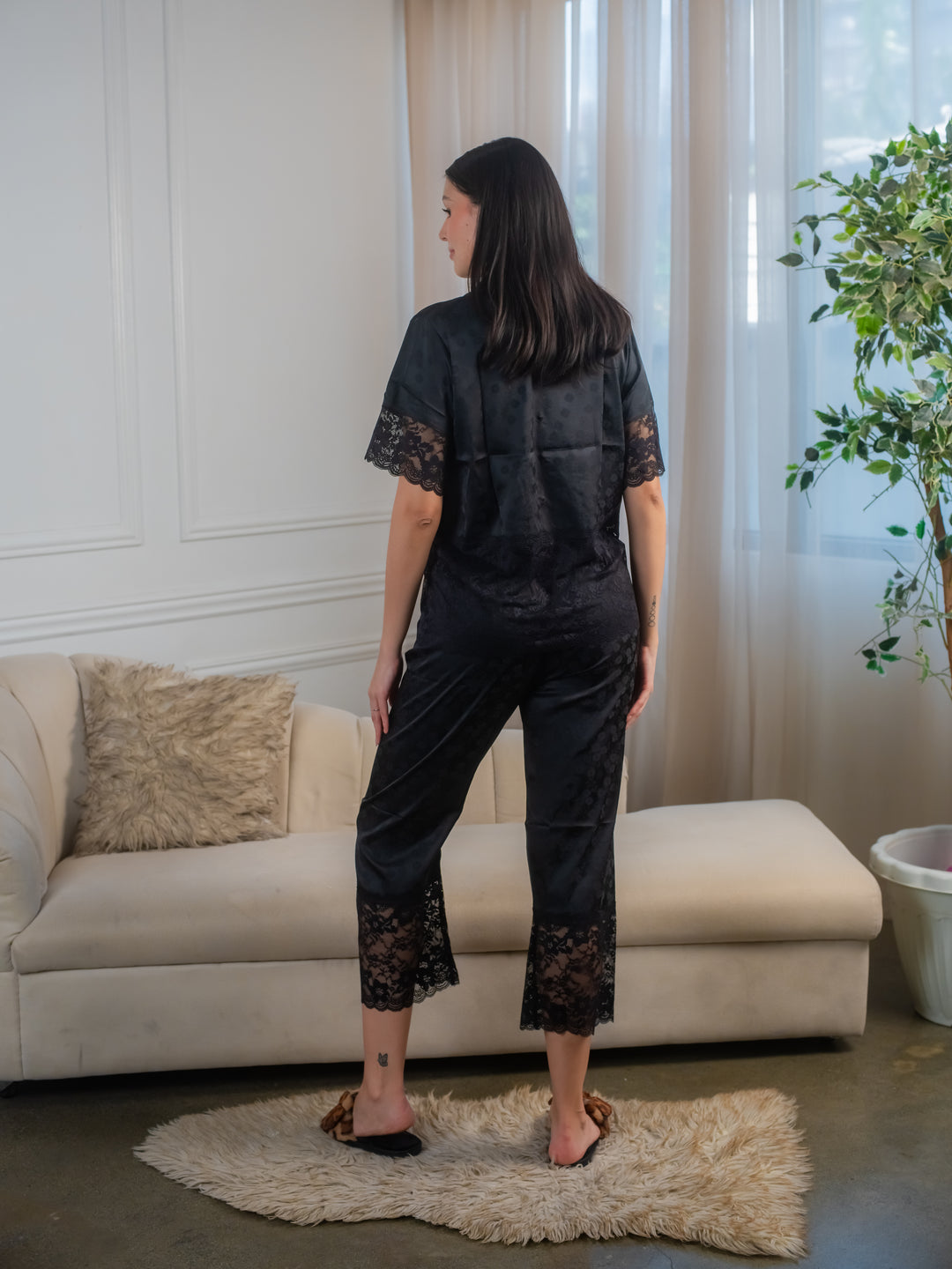 FEMINISM ORCHID SILK SHORTSLEEVE PAJAMA SET
