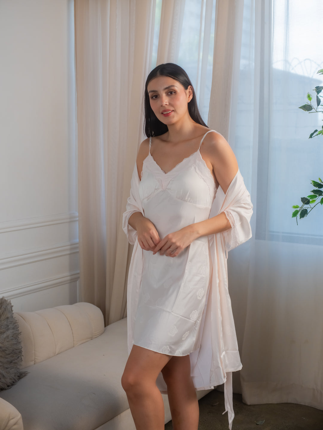 FEMINISM Posey Silk Robe Set for Women | Luxury Satin Sleepwear Nightwear Loungewear