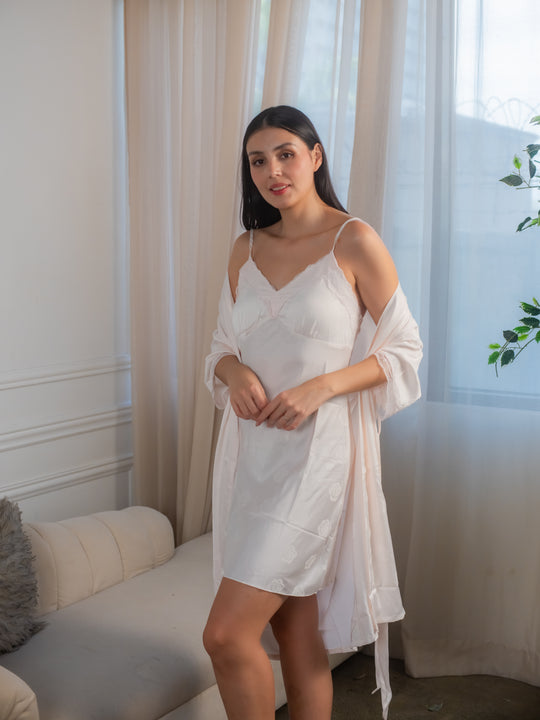 FEMINISM Posey Silk Robe Set for Women | Luxury Satin Sleepwear Nightwear Loungewear