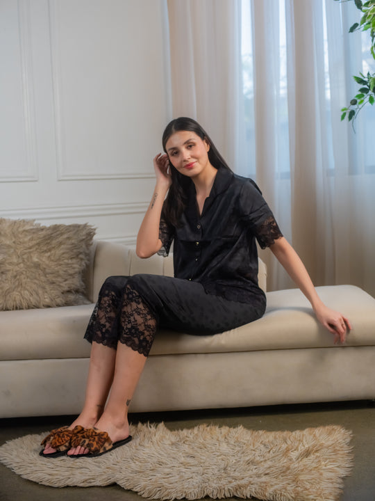 FEMINISM ORCHID SILK SHORTSLEEVE PAJAMA SET