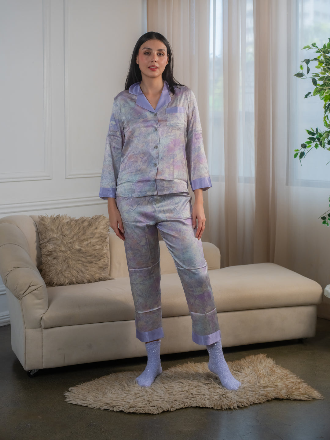 Feminism Women’s Violet Silk Longsleeve Pajama Set