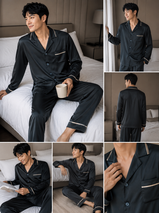 Theodore Men's silk longsleeve PJ set
