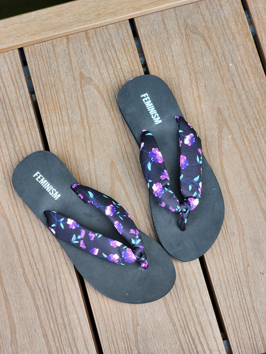 Floral Print Women's Flip Flops | Lightweight Casual Sandals