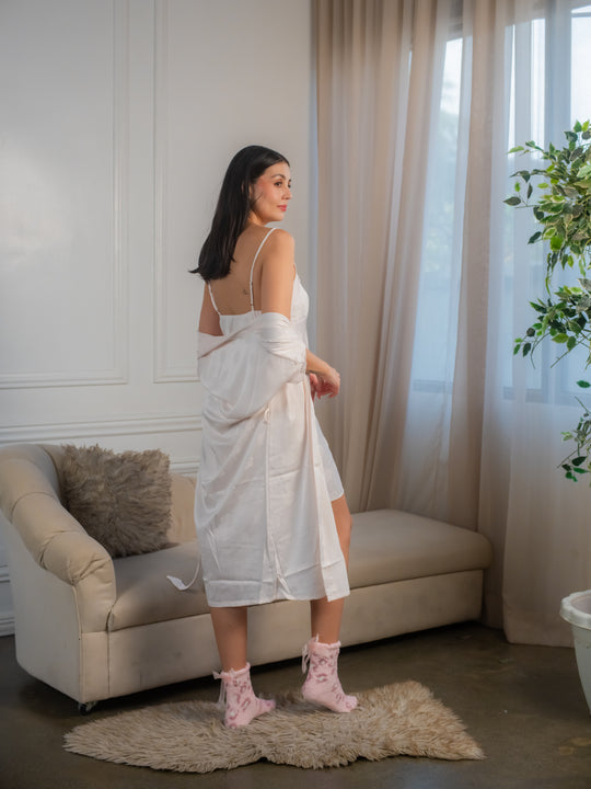 FEMINISM Posey Silk Robe Set for Women | Luxury Satin Sleepwear Nightwear Loungewear