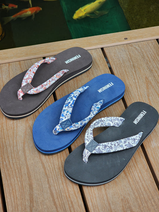 Mika Floral Print Women's Flip Flops | Lightweight Casual Sandals