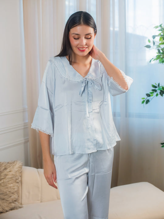 FEMINISM Plumeria SILK SHORTSLEEVE PAJAMA SET