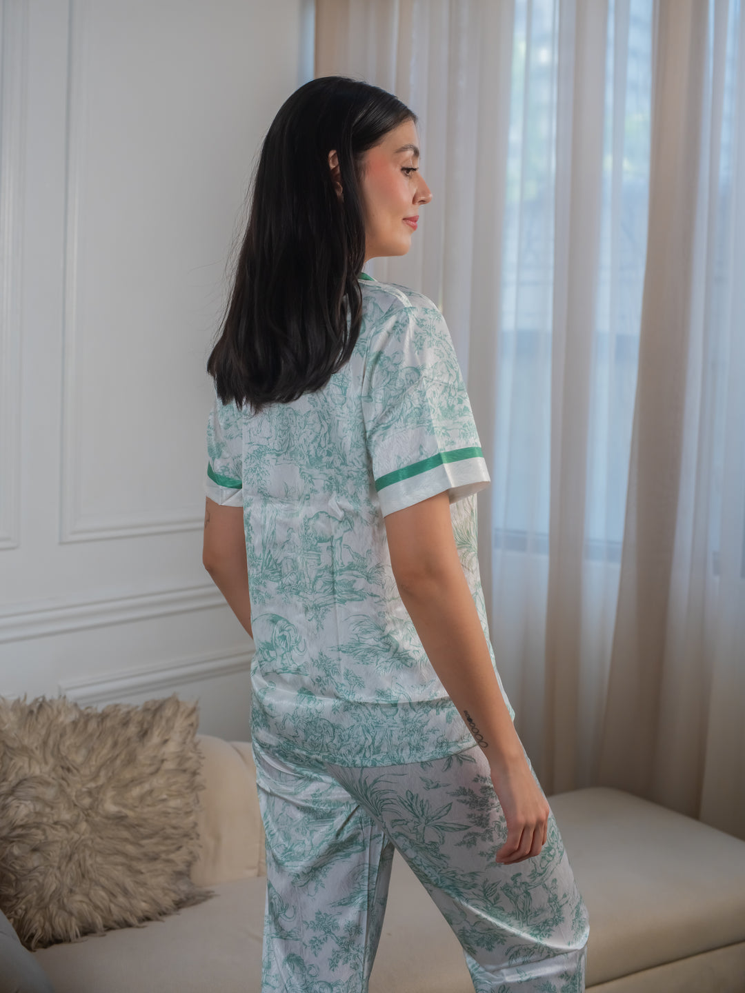 FEMINISM Begonia Silk Shortsleeve Pajama Set