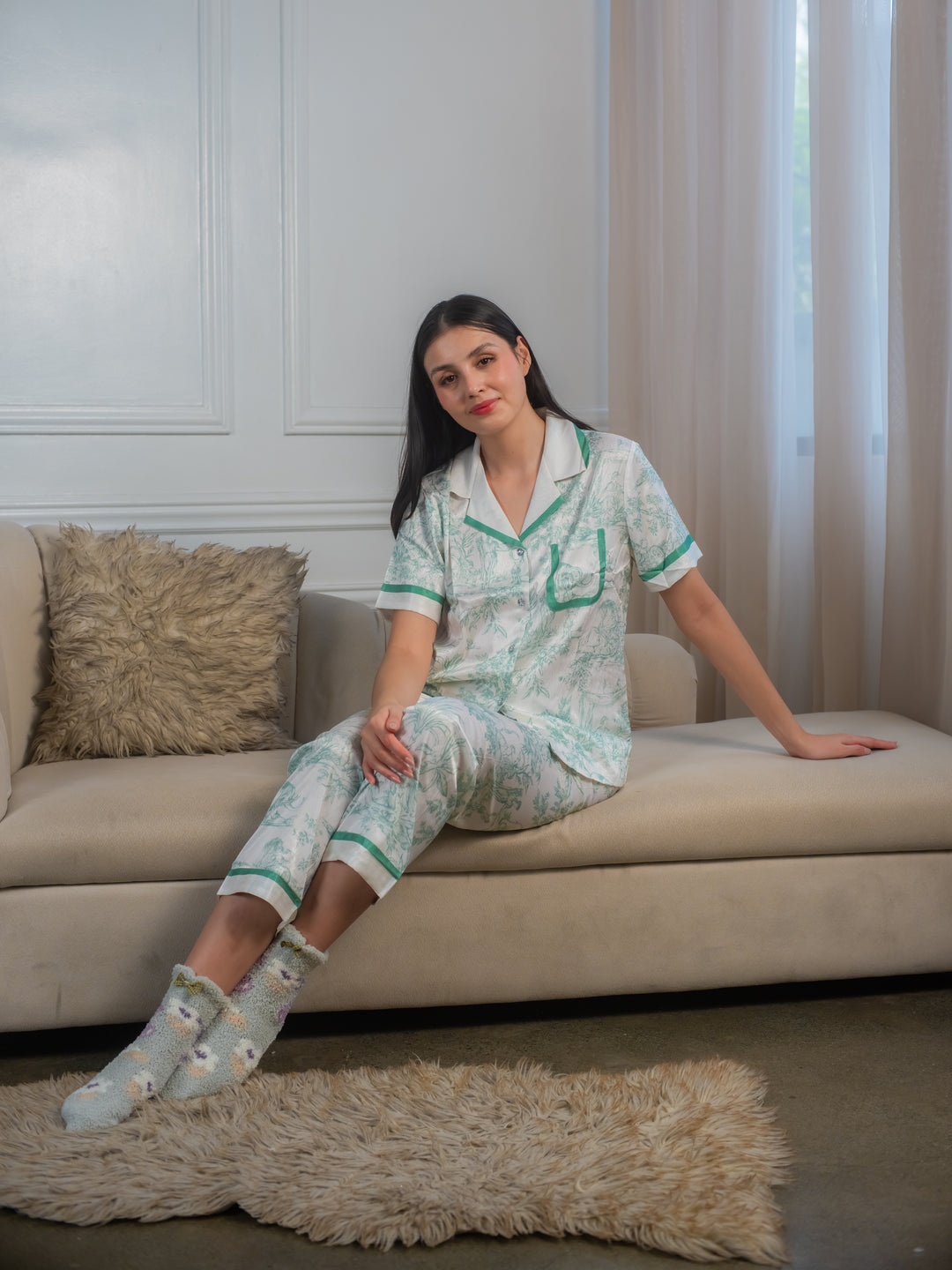 FEMINISM Begonia Silk Shortsleeve Pajama Set