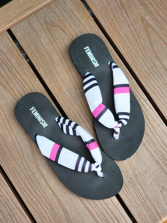 Stripes Print Women's Flip Flops | Lightweight Casual Sandals