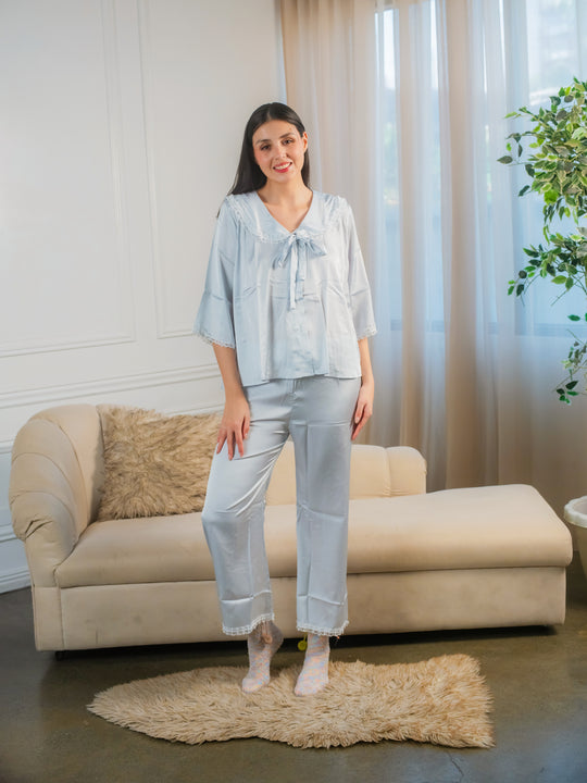 FEMINISM Plumeria SILK SHORTSLEEVE PAJAMA SET