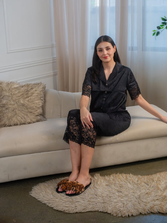 FEMINISM ORCHID SILK SHORTSLEEVE PAJAMA SET
