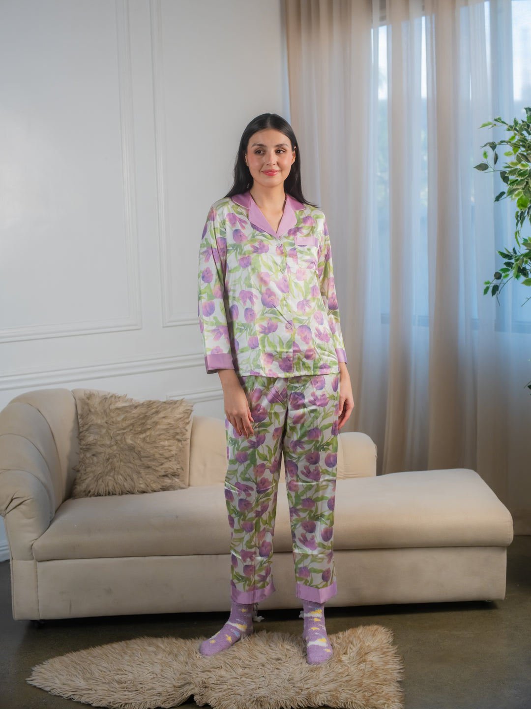 Feminism Women’s Tulips Silk Longsleeve Pajama Set