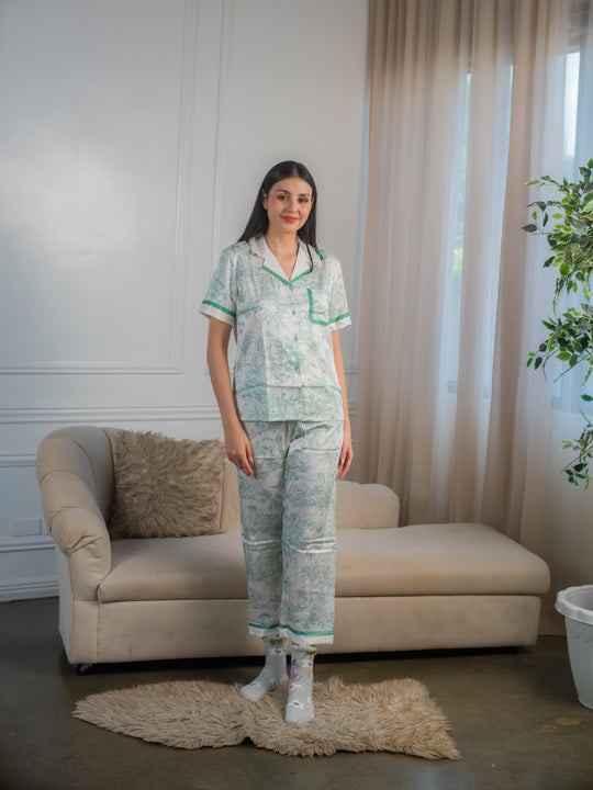 FEMINISM Begonia Silk Shortsleeve Pajama Set