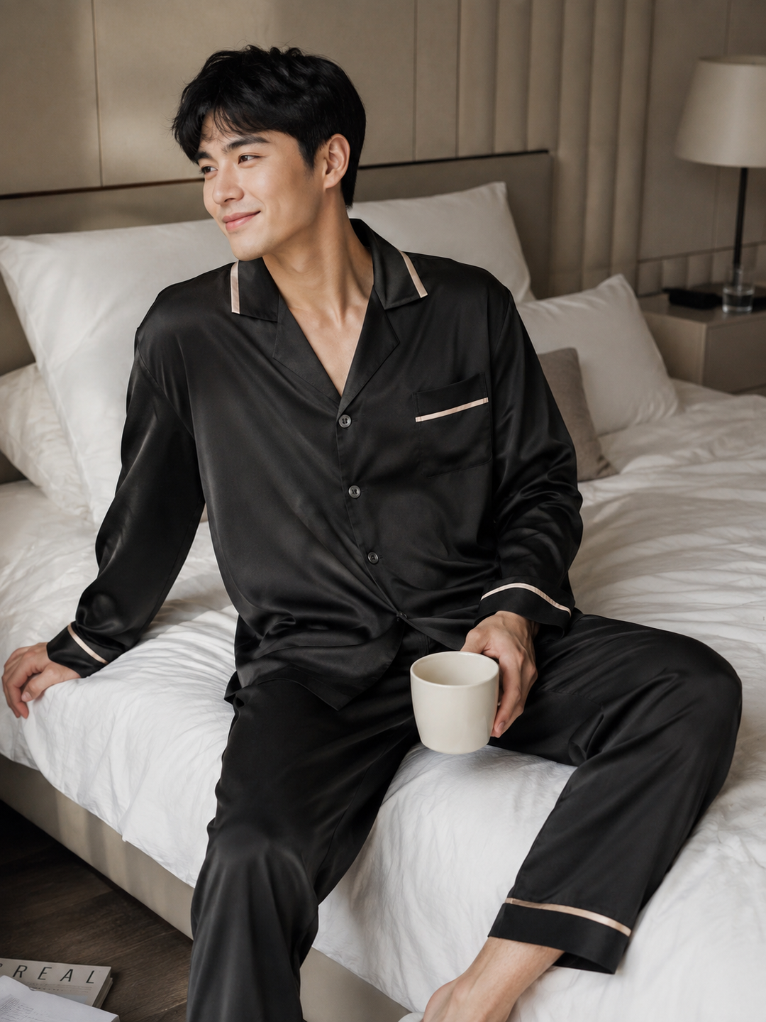 Theodore Men's silk longsleeve PJ set