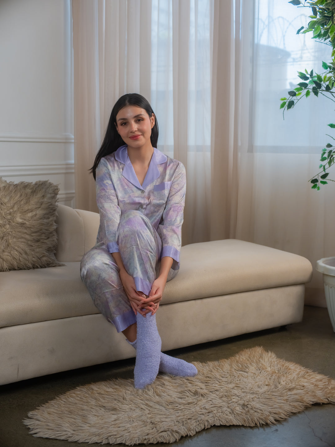 Feminism Women’s Violet Silk Longsleeve Pajama Set