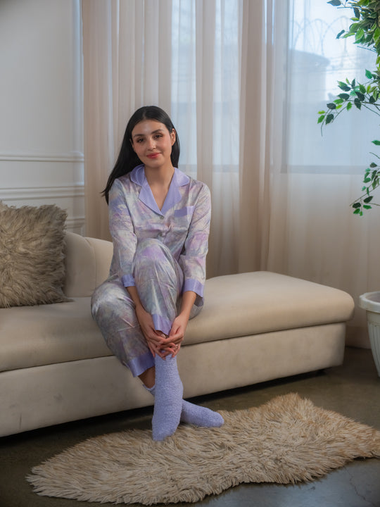 Feminism Women’s Violet Silk Longsleeve Pajama Set