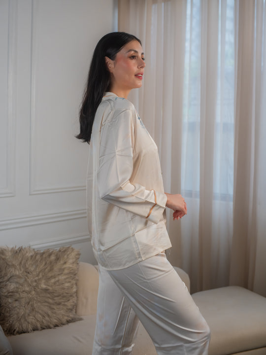 Feminism Women’s Peony Silk Longsleeve Pajama Set