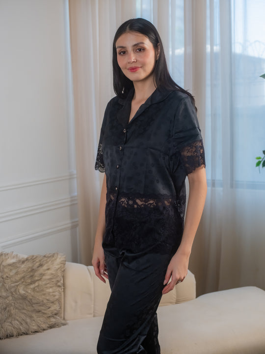 FEMINISM ORCHID SILK SHORTSLEEVE PAJAMA SET