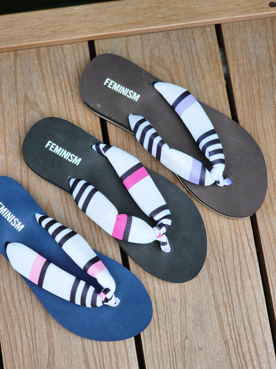 Stripes Print Women's Flip Flops | Lightweight Casual Sandals
